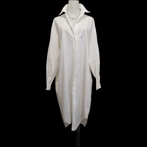 🌿🌿🌿Classic White Button-Front Shirt Dress